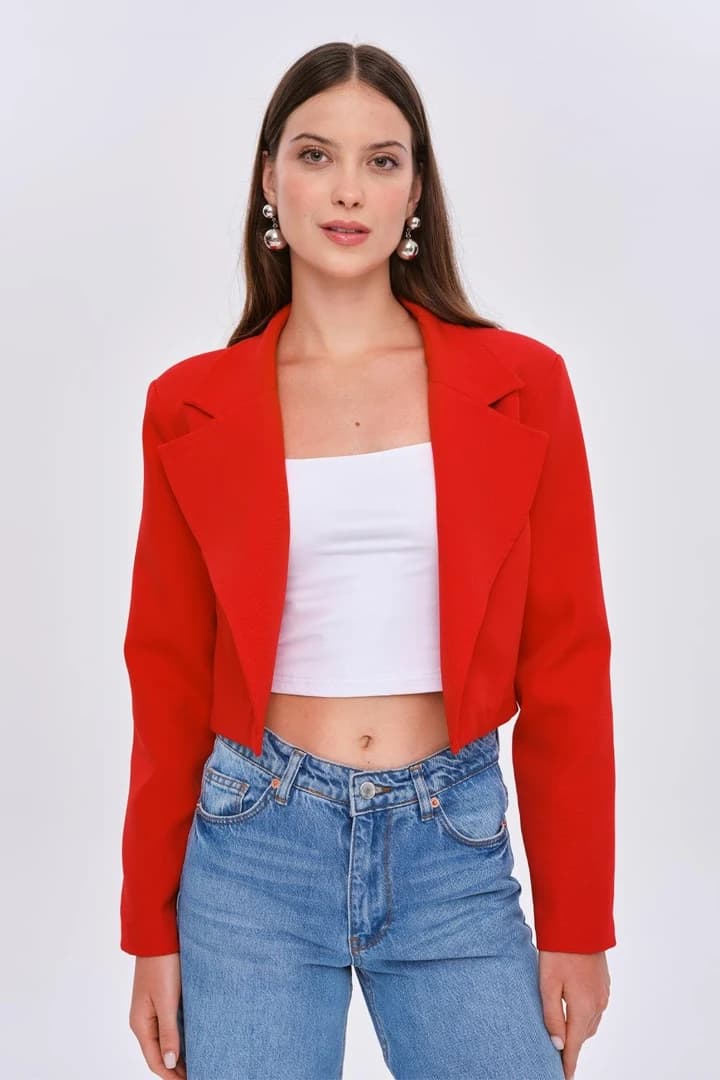 Vatkalı Blazer Crop Kadın Ceket 3