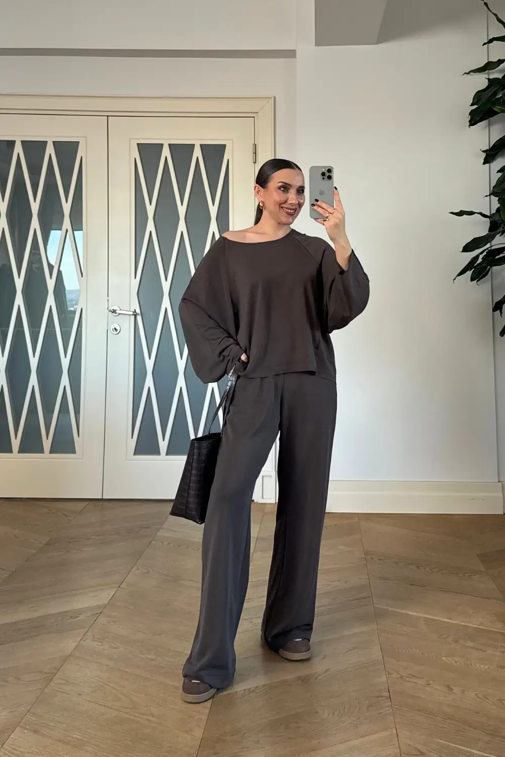 Kayık Yaka Sweat Pantolon Kadın Takım 9