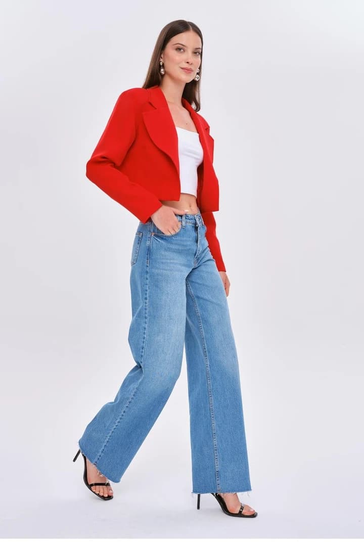 Vatkalı Blazer Crop Kadın Ceket 2