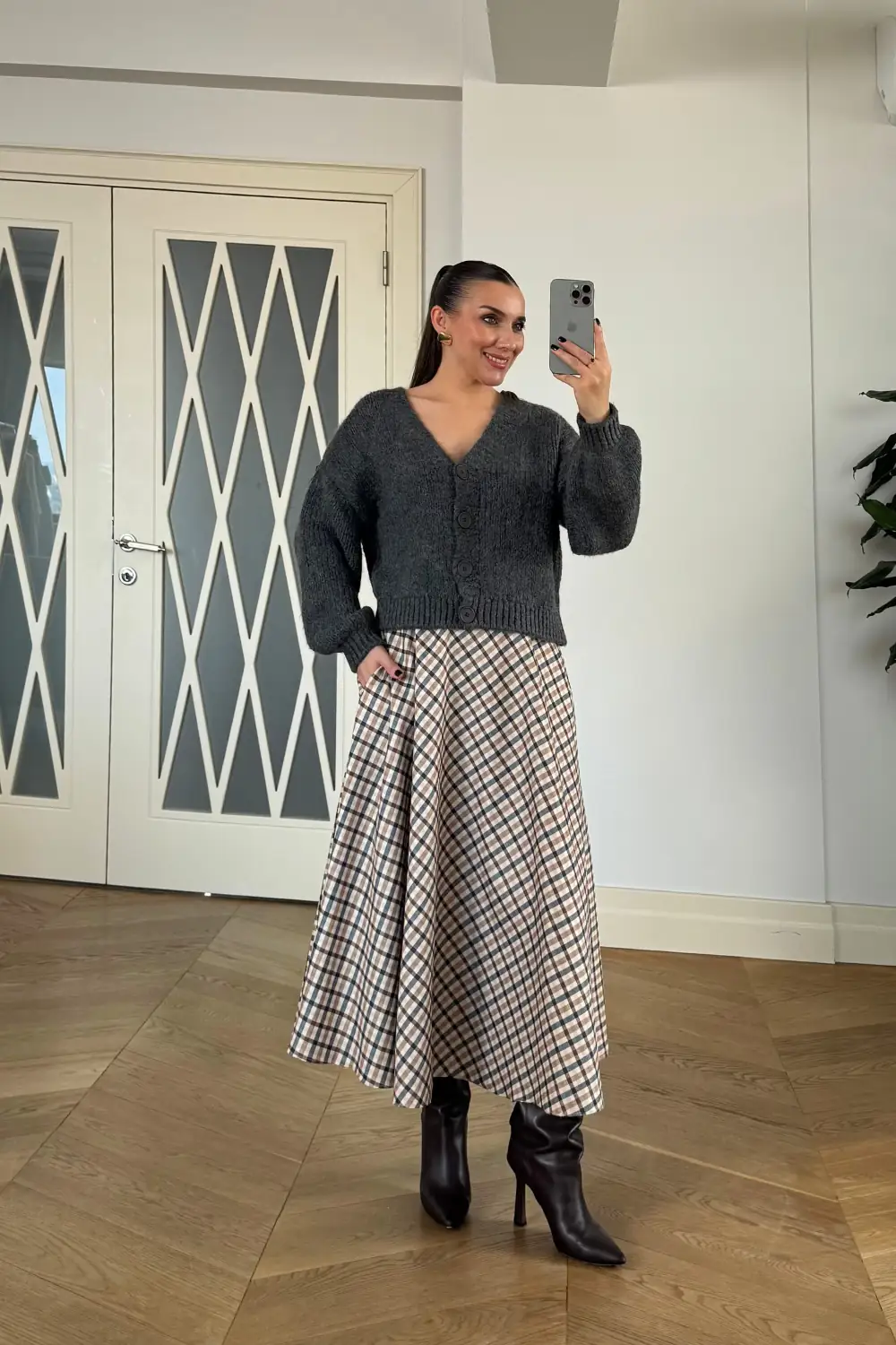 V Yaka Oversize Triko Kadın Hırka 5
