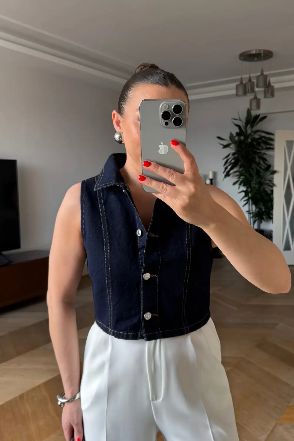 Denim Kısa Kadın Yelek 2