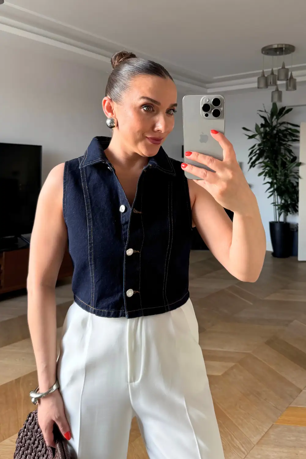 Denim Kısa Kadın Yelek 3