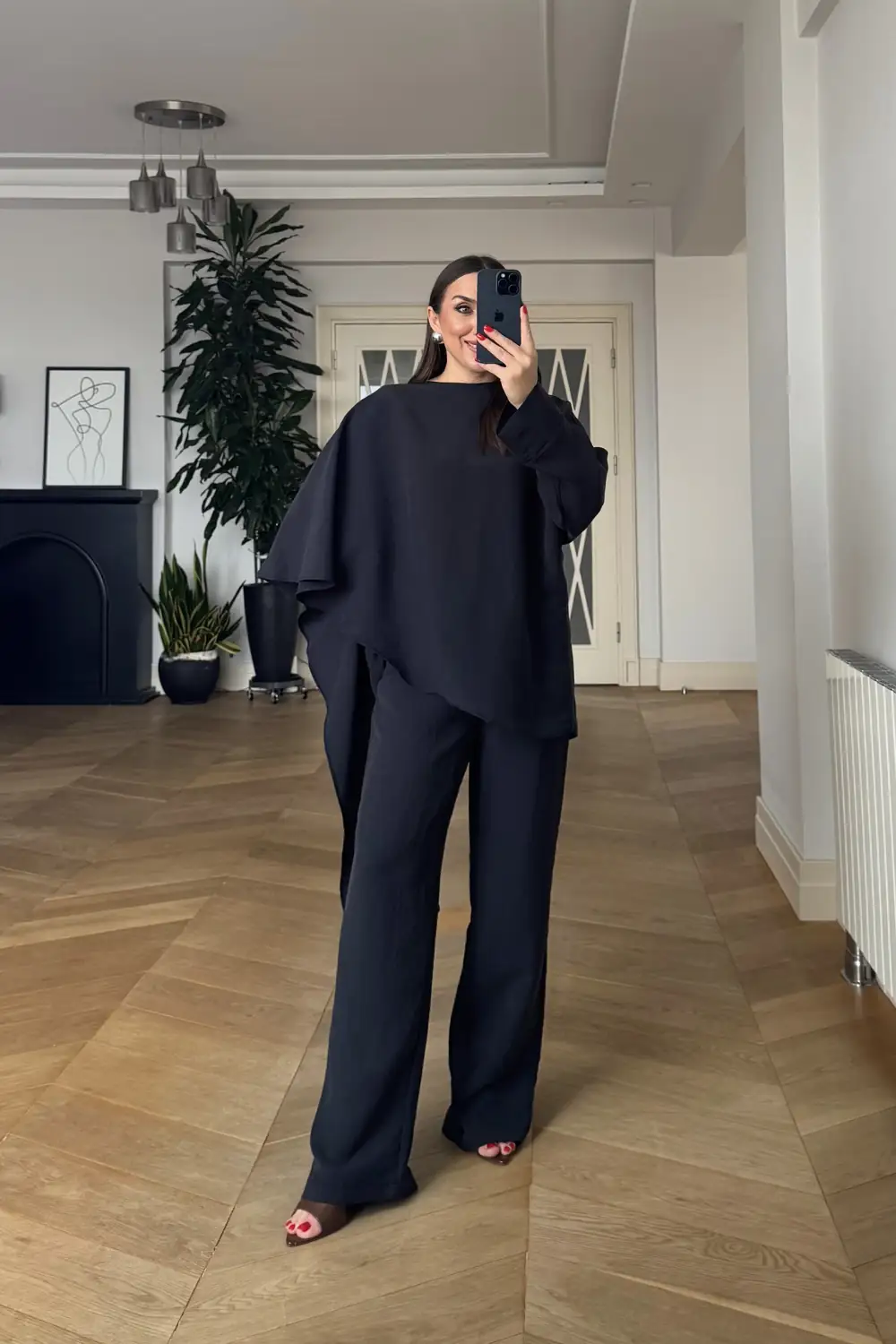 Şal Detaylı Bluz Pantolon Takım 5