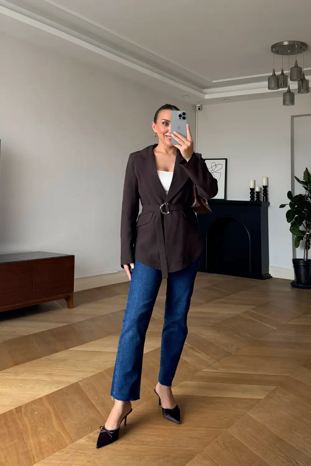 Kemerli Blazer Kadın Ceket 1