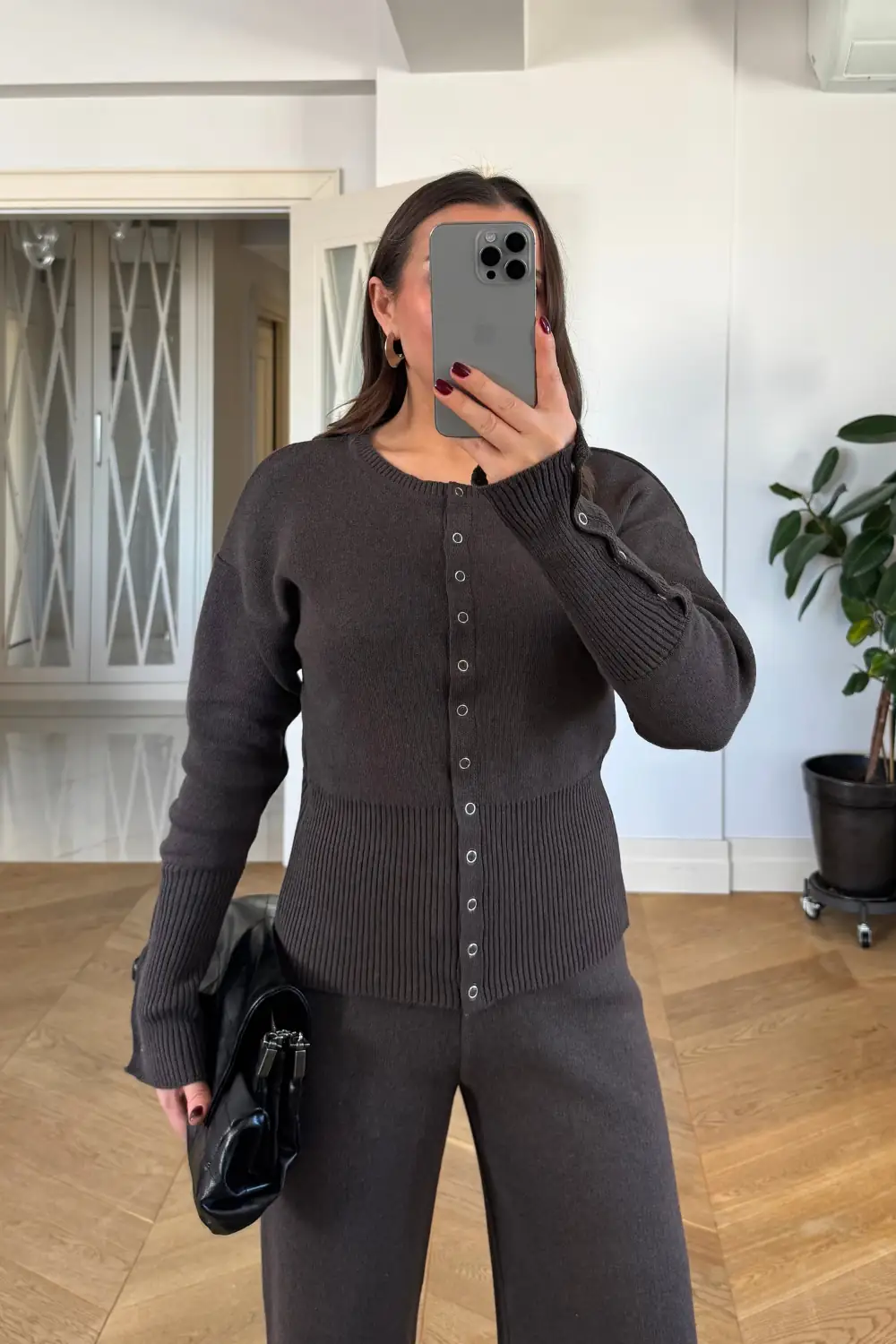Bisiklet Yaka Çıtçıt Detaylı Triko Takım 5