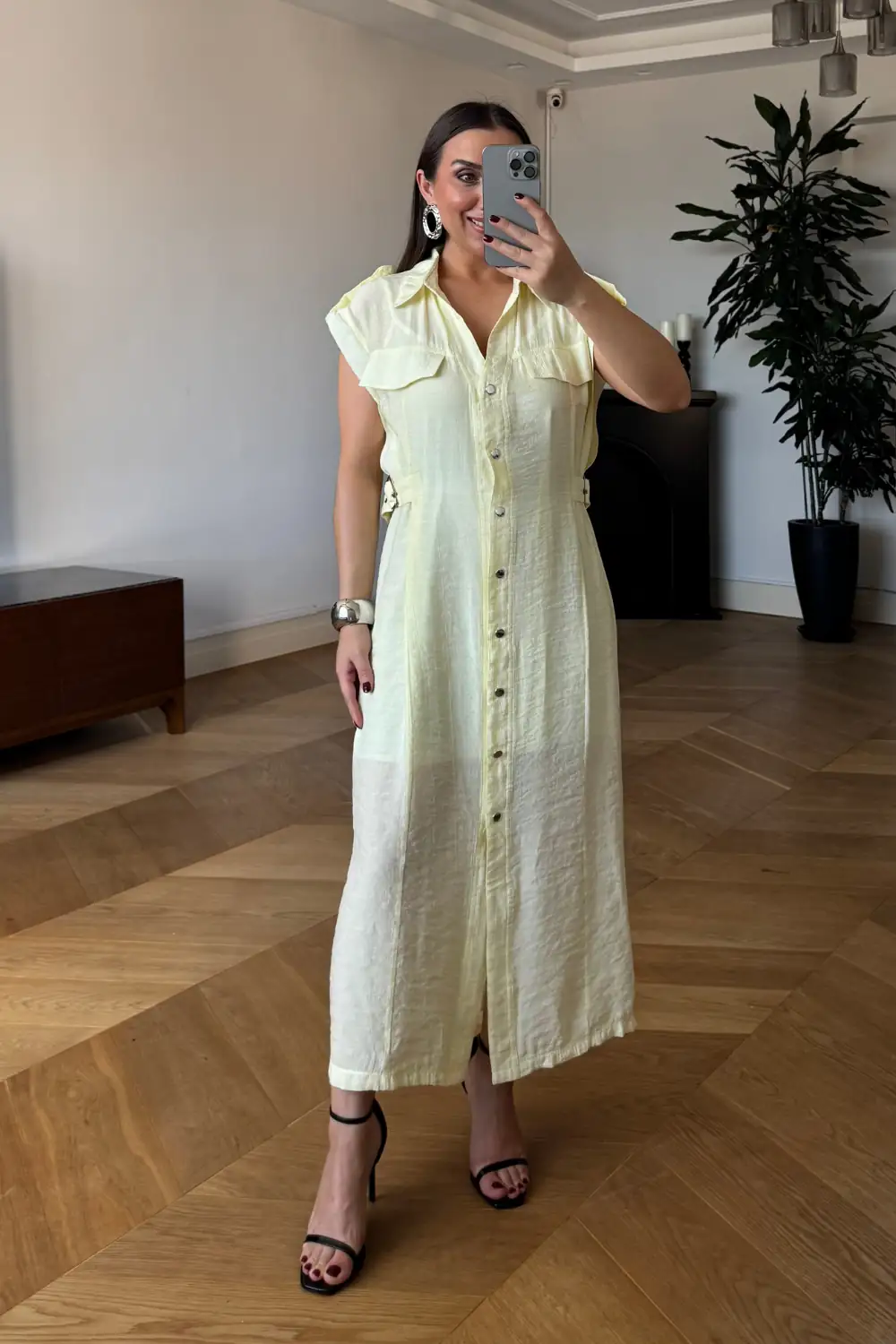 Kemer Detaylı Uzun Gömlek Elbise 5