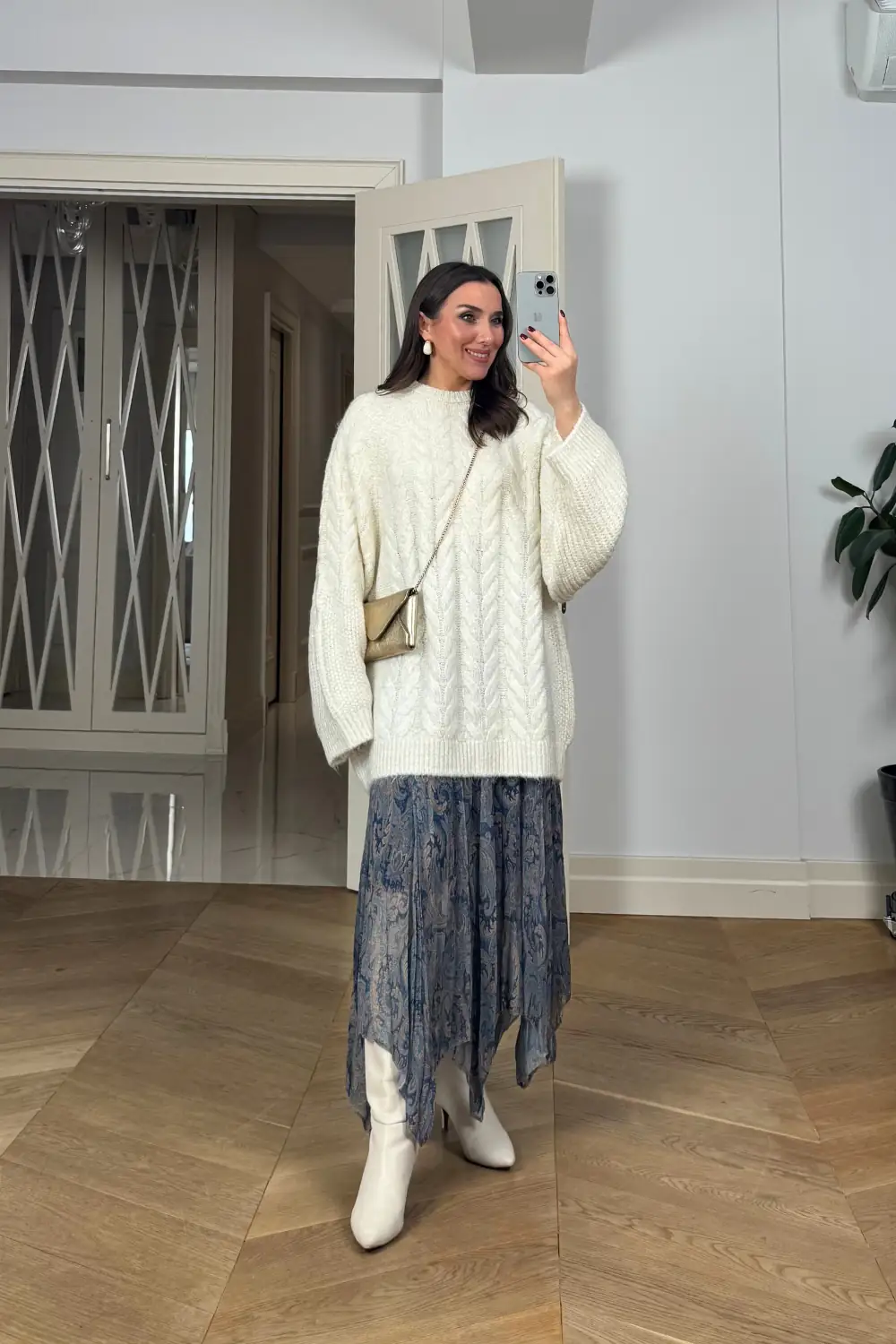 Oversize Simli Triko Kadın Kazak 5