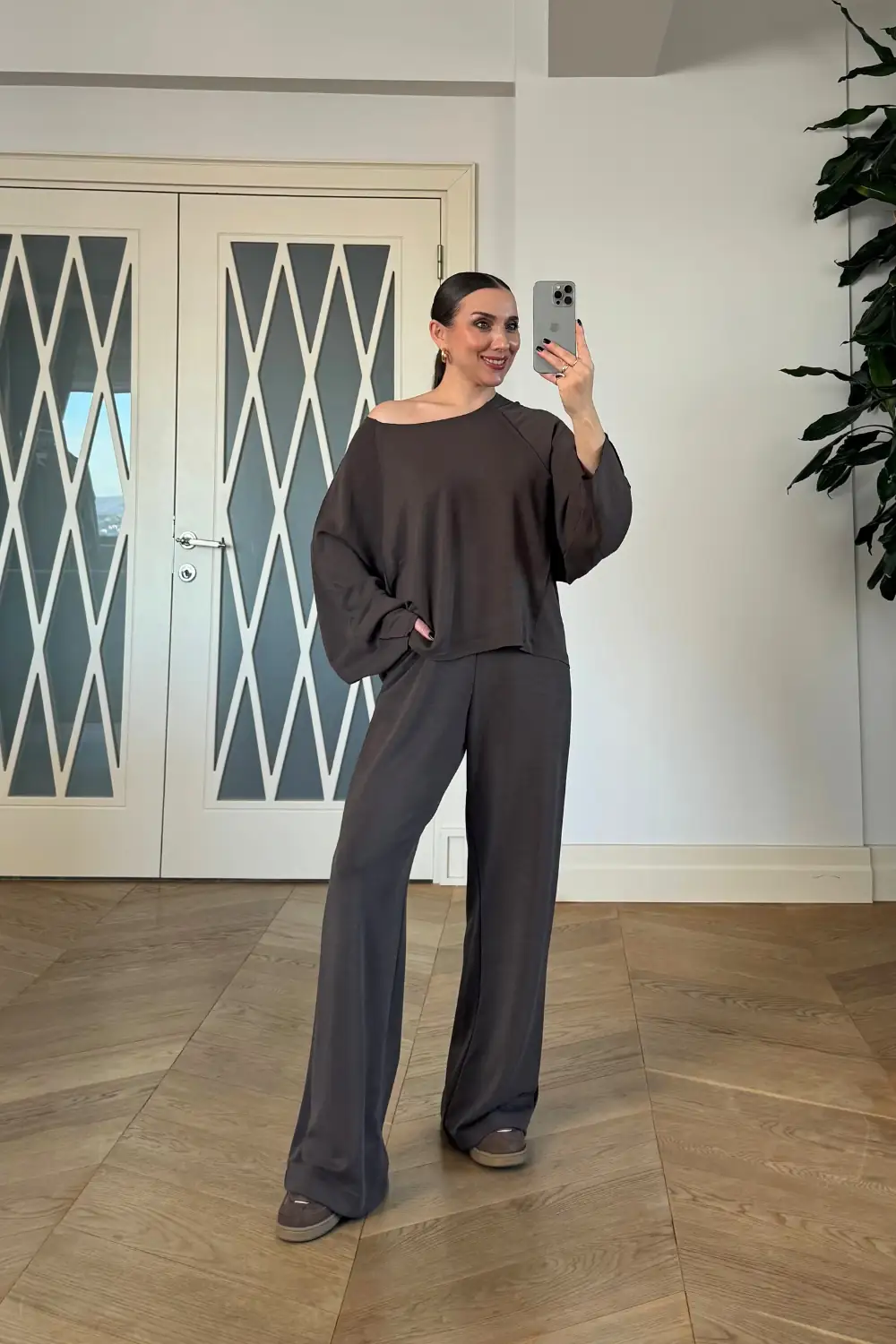 Kayık Yaka Sweat Pantolon Kadın Takım 4