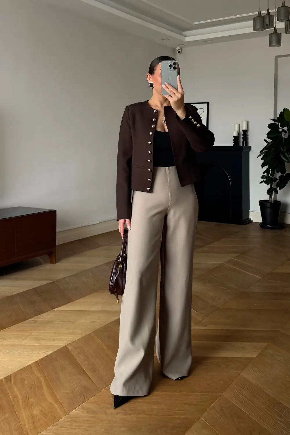 Crop Blazer Yakasız Kadın Ceket 3