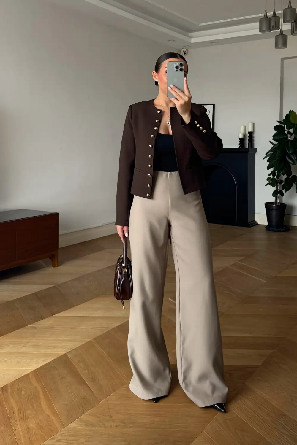 Crop Blazer Yakasız Kadın Ceket 4