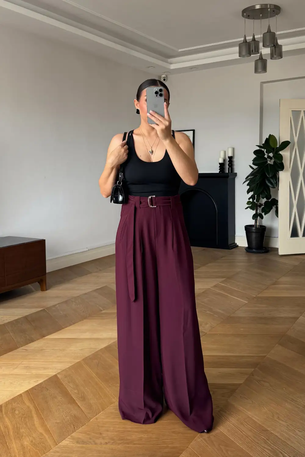 Kemerli Bol Paça Kadın Pantolon 5
