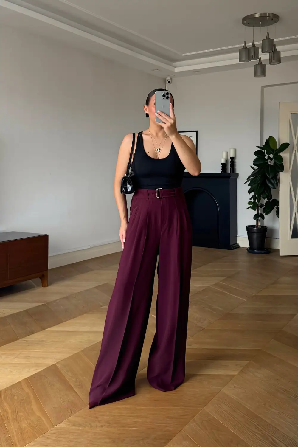 Kemerli Bol Paça Kadın Pantolon 8