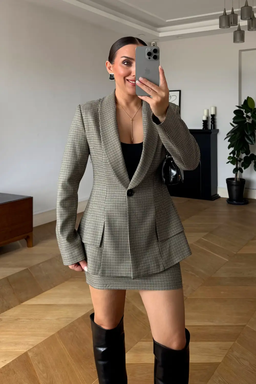 Vatkalı Blazer Ceket Etek Takım 2