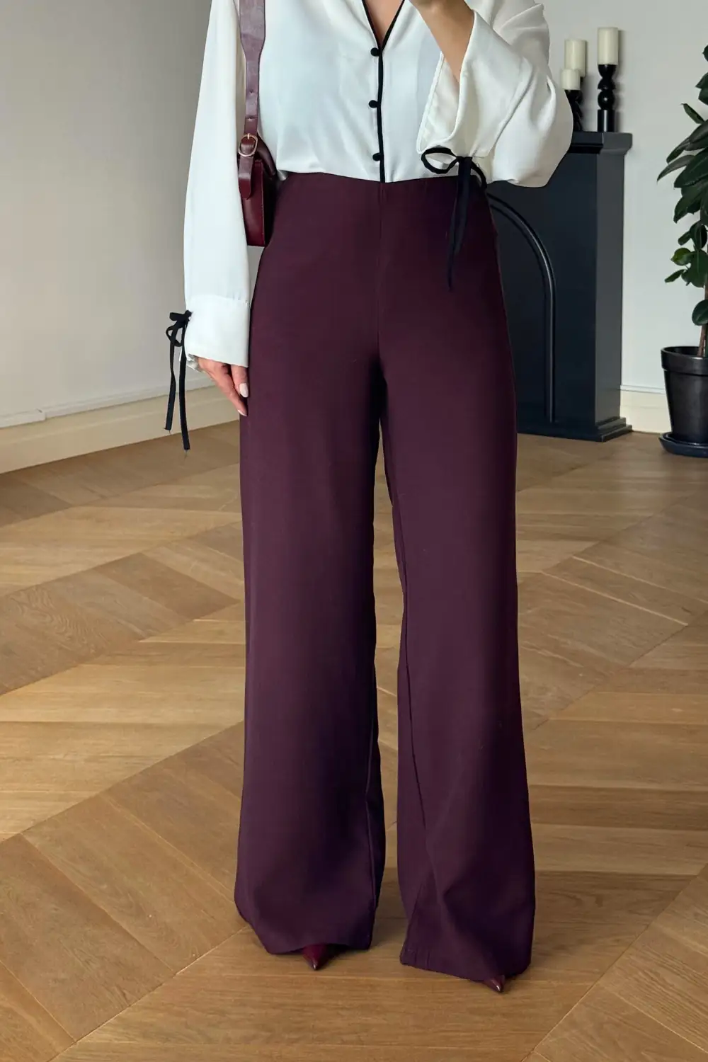 Düz Kesim Geniş Paça Kadın Pantolon 3