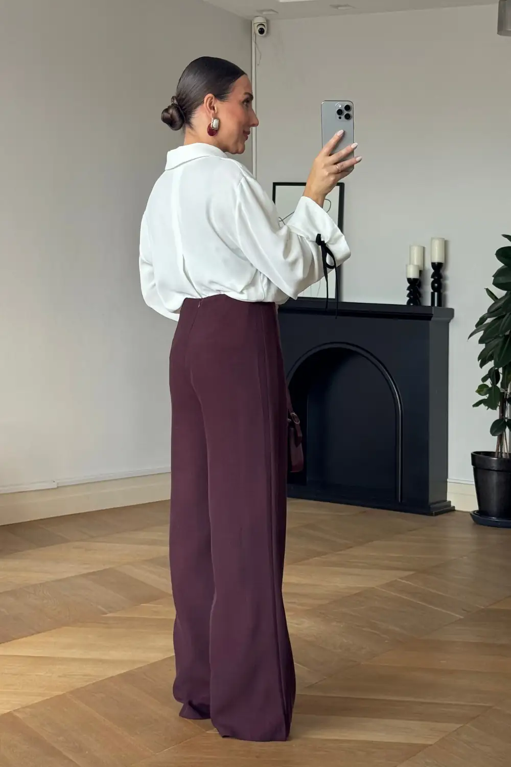 Düz Kesim Geniş Paça Kadın Pantolon 5