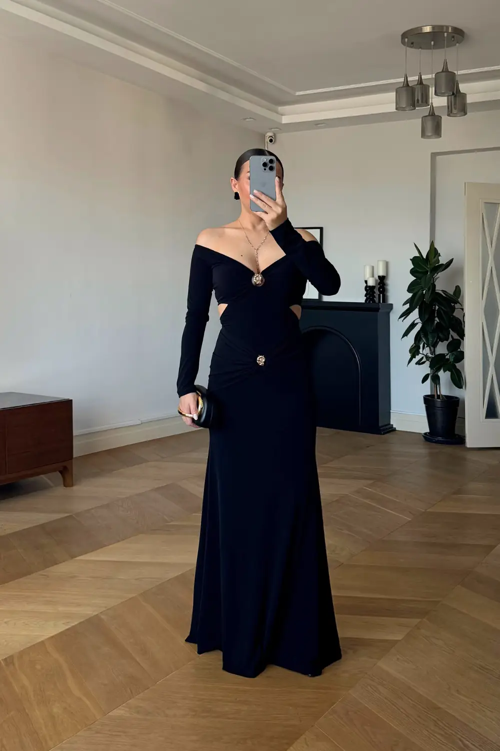 Bel Dekolteli Uzun Elbise 5