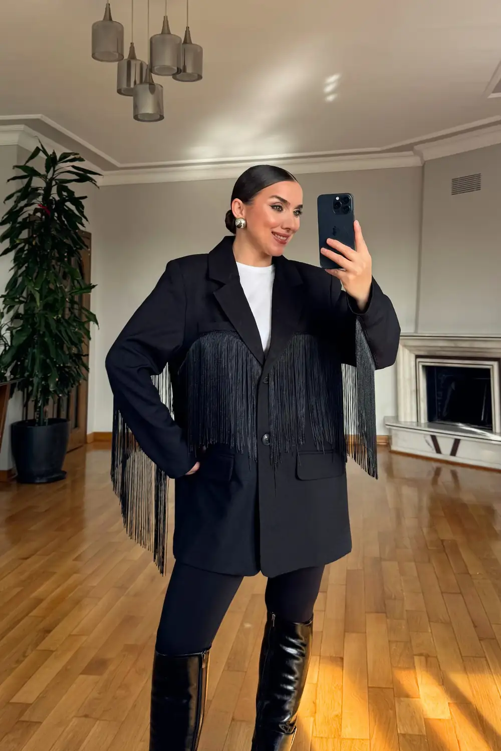 Püsküllü Blazer Kadın Ceket - SİYAH