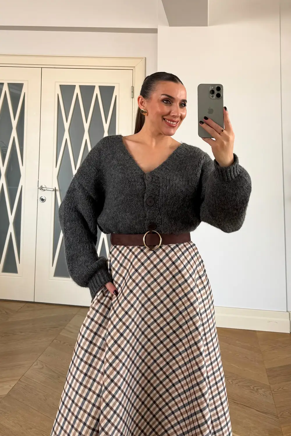 V Yaka Oversize Triko Kadın Hırka 2