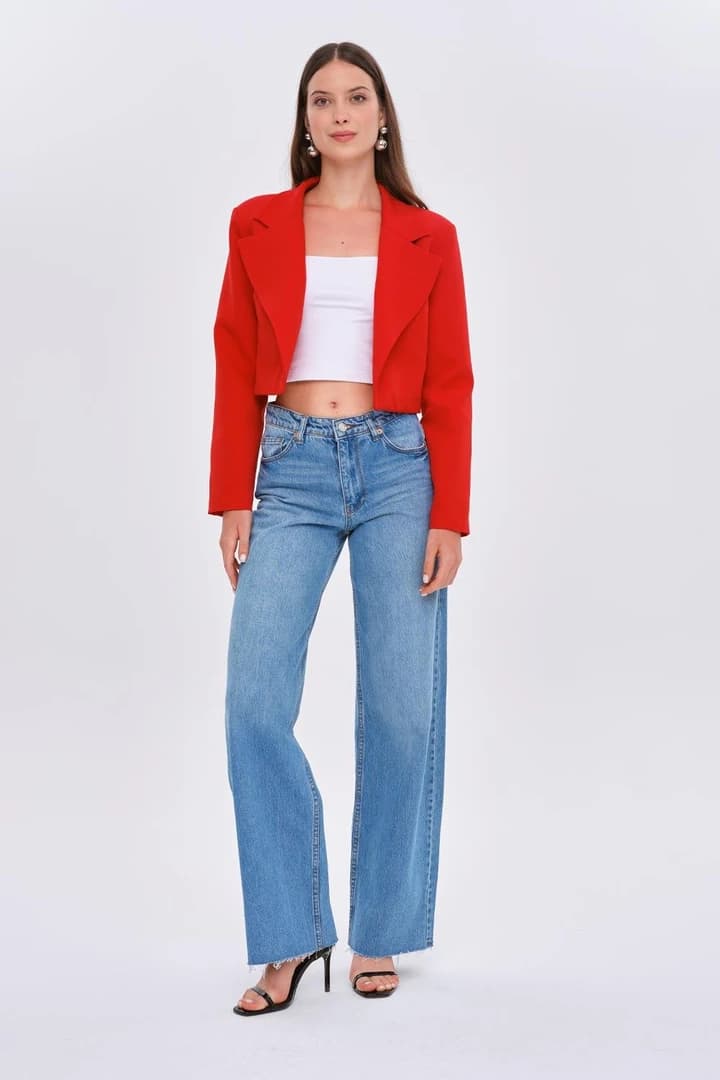 Vatkalı Blazer Crop Kadın Ceket 4