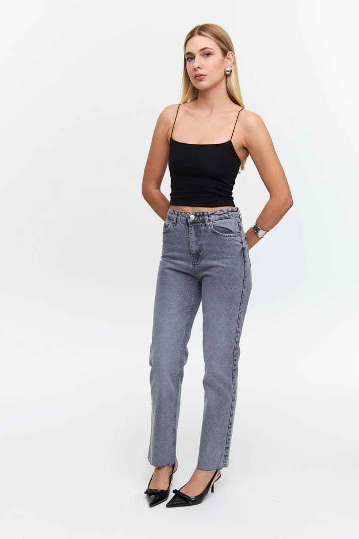 İp Asklı Crop Top - SİYAH