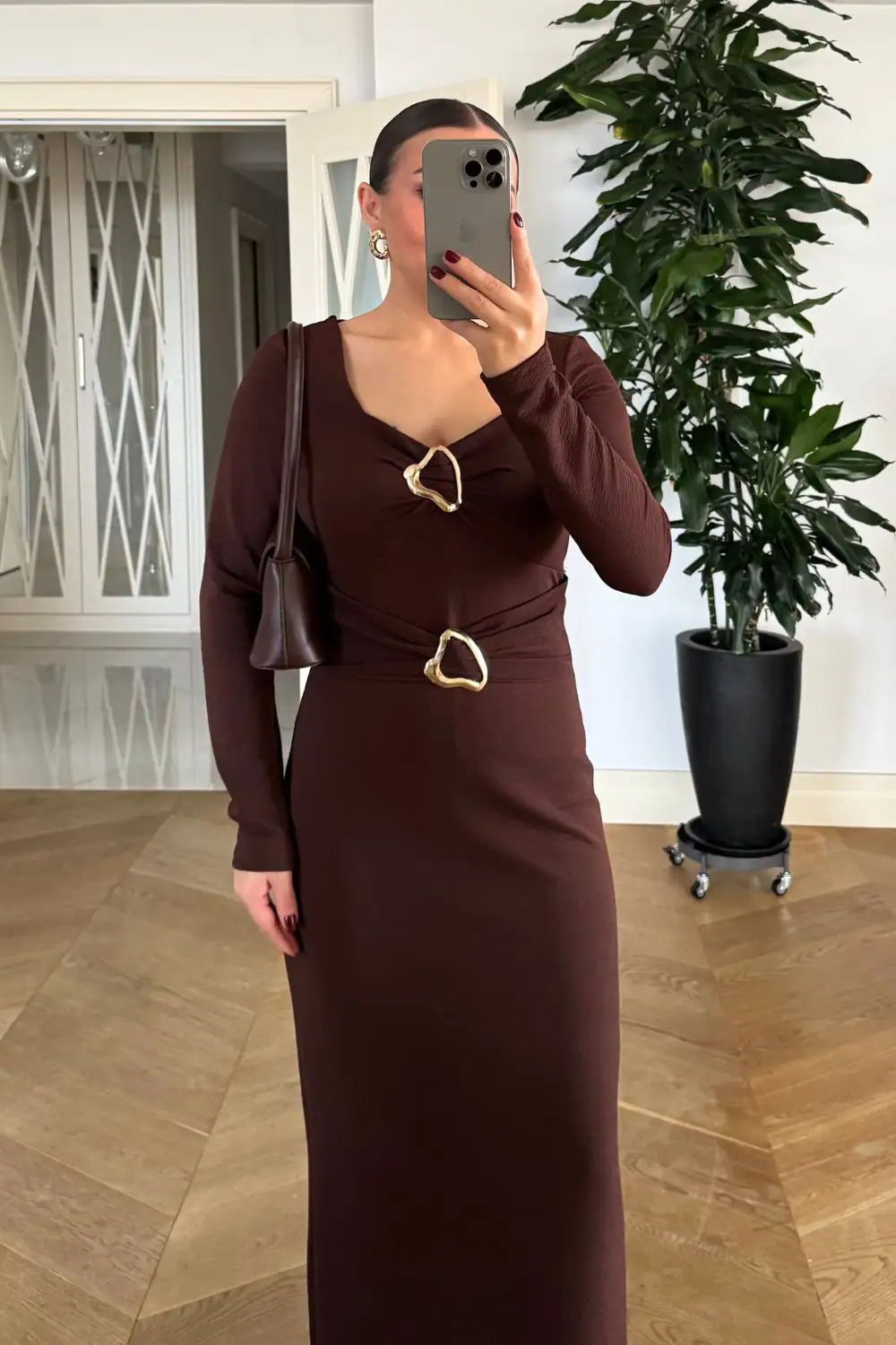 Kalp Yaka Uzun Kollu Elbise 8