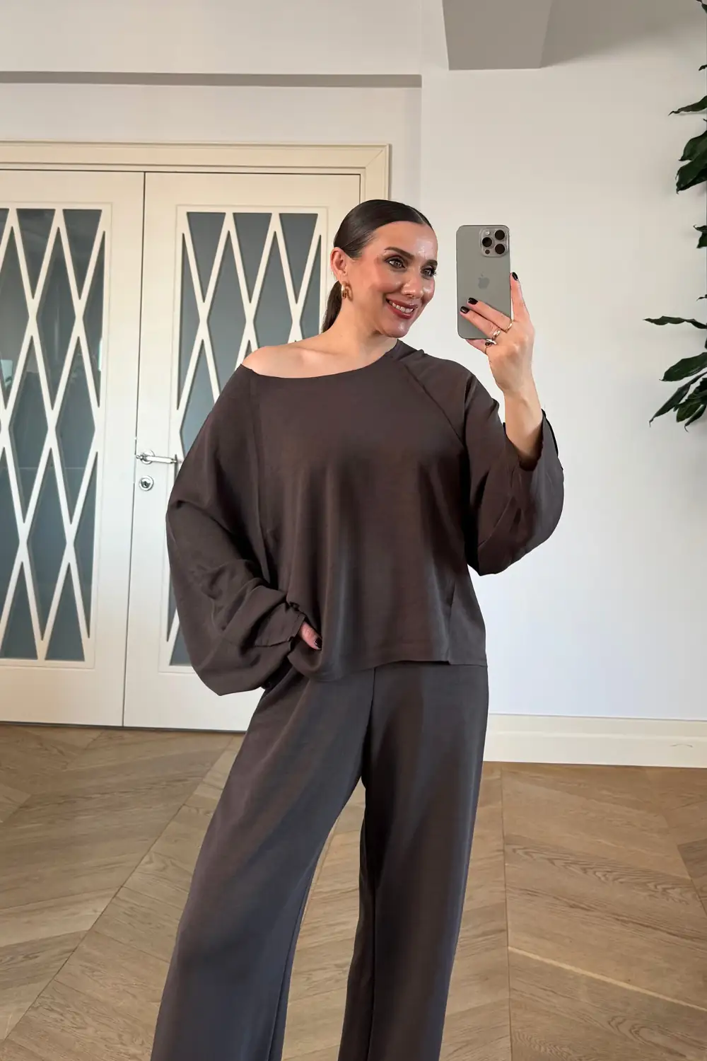 Kayık Yaka Sweat Pantolon Kadın Takım 5