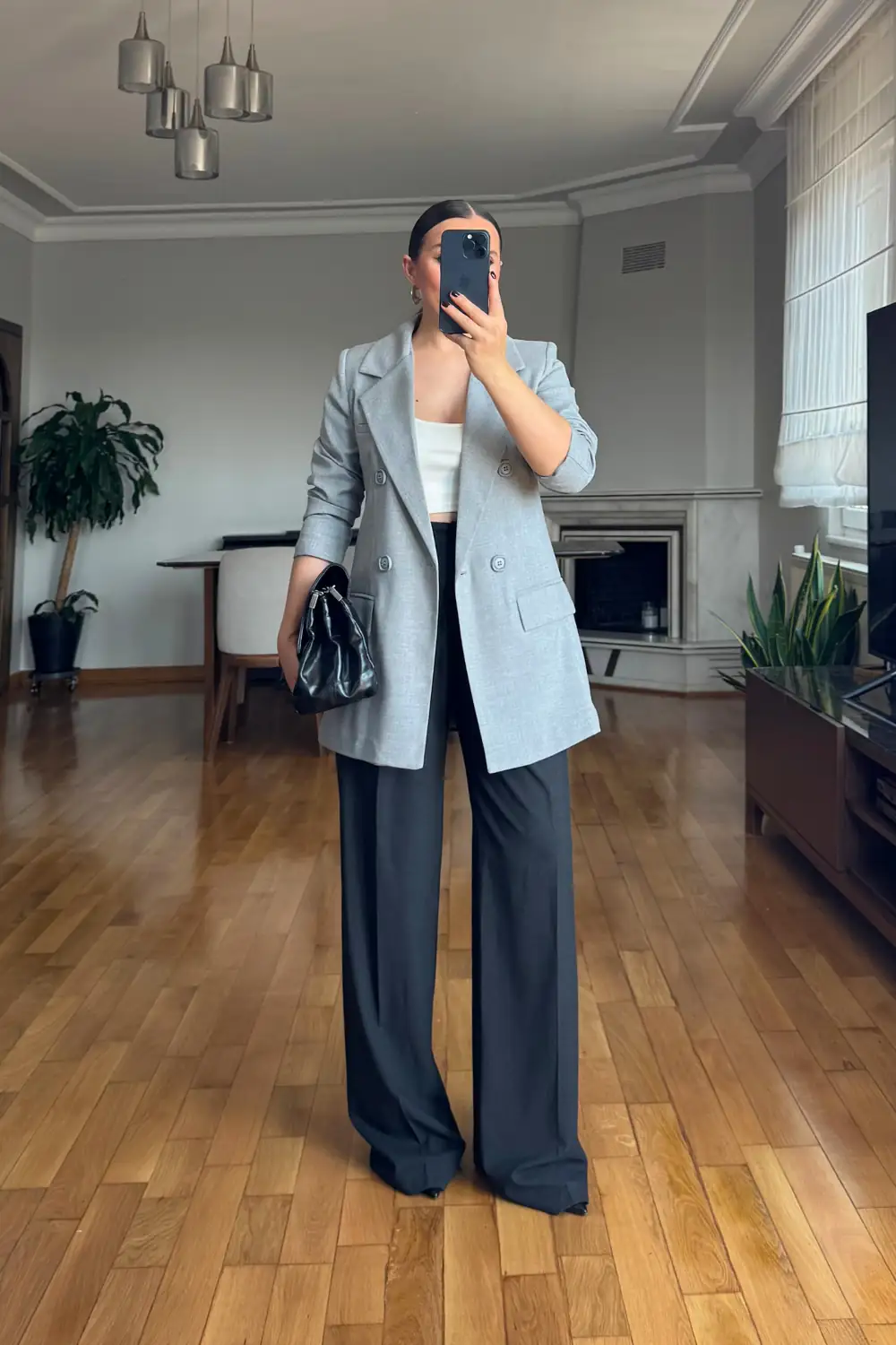 Kruvaze Blazer Kadın Ceket - Gri