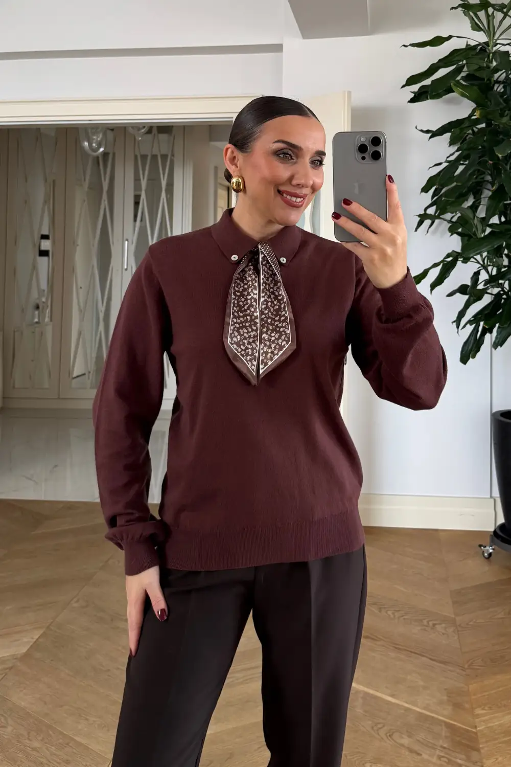 Polo Yaka Triko Kadın Kazak 2