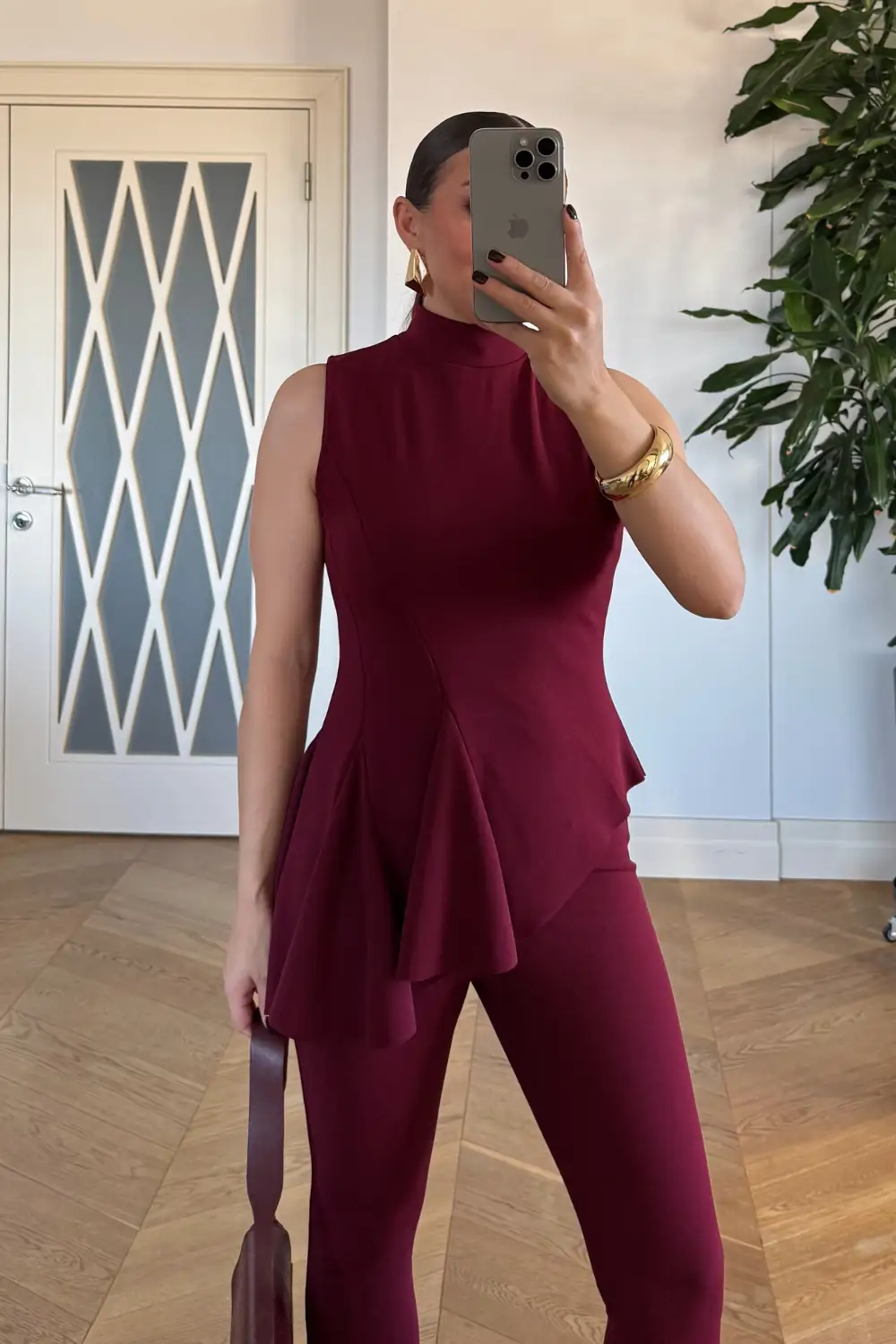 Asimetrik Kesim Bluz Pantolon Takım 3