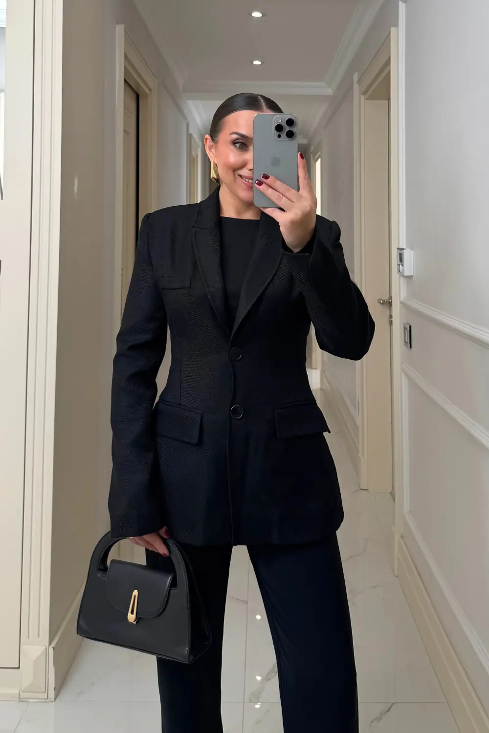 Vücuda Oturan Blazer Kadın Ceket - SİYAH