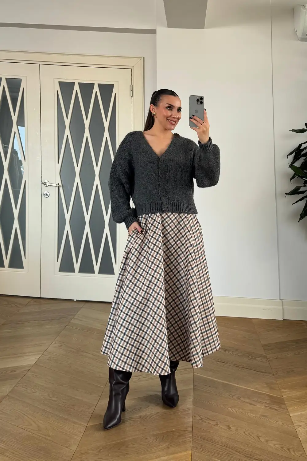 V Yaka Oversize Triko Kadın Hırka 4
