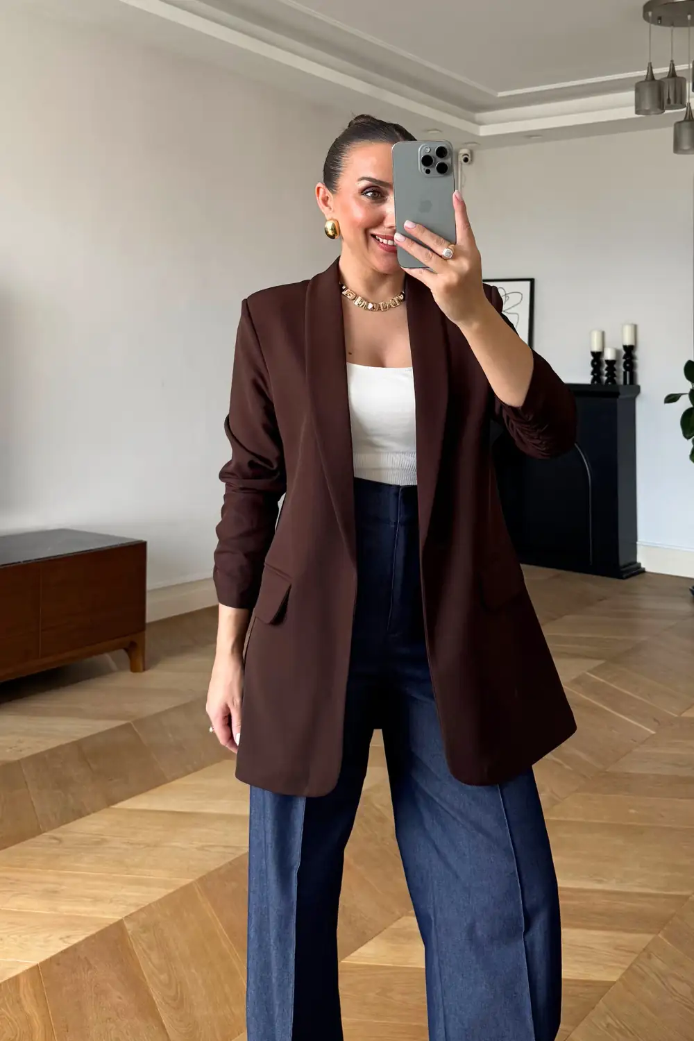 Kolları Büzgülü Blazer Kadın Ceket 2
