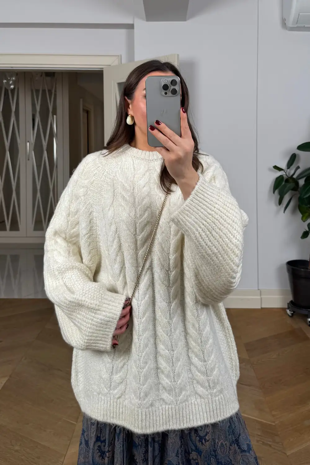 Oversize Simli Triko Kadın Kazak 2