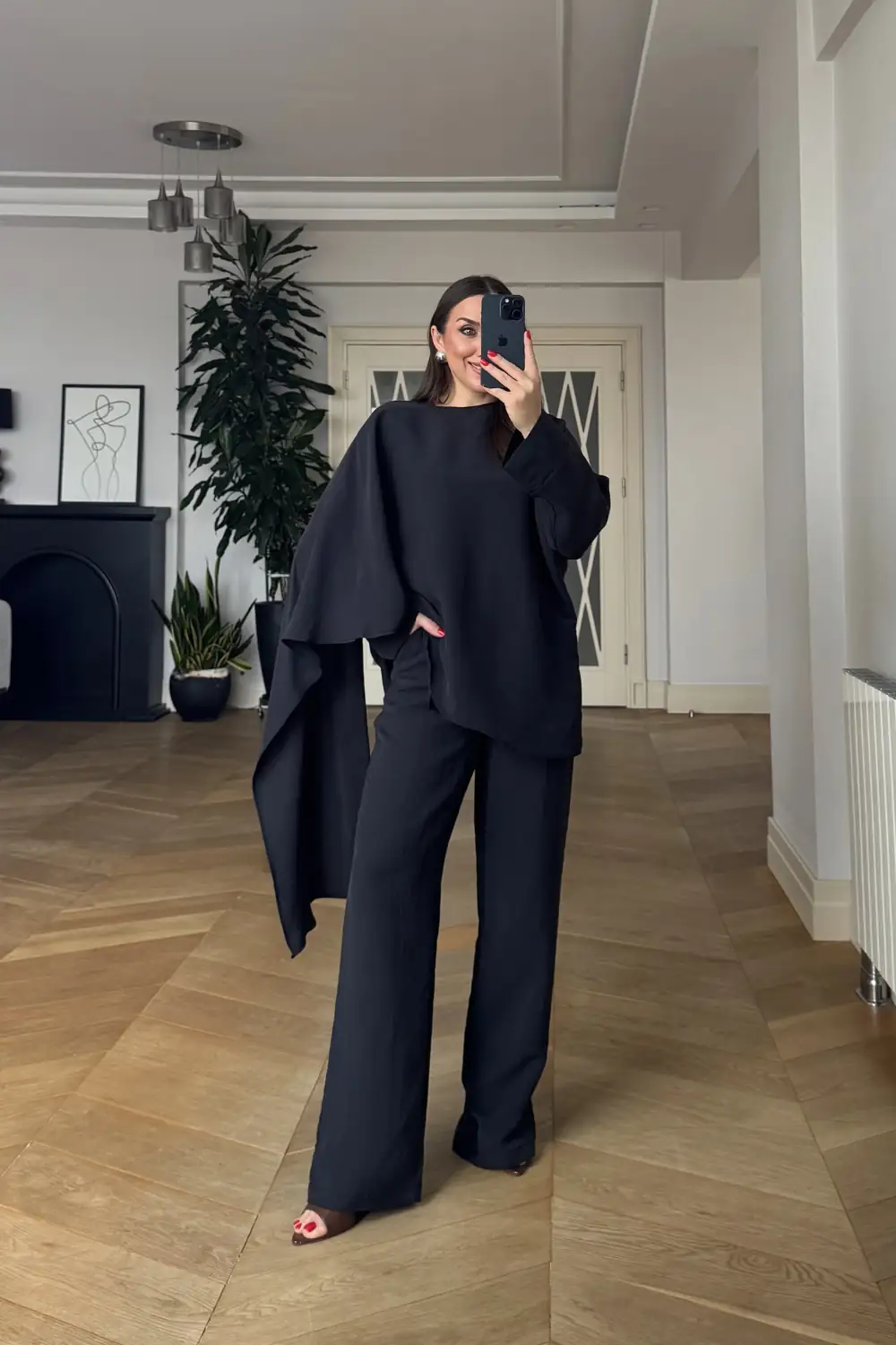 Şal Detaylı Bluz Pantolon Takım 1