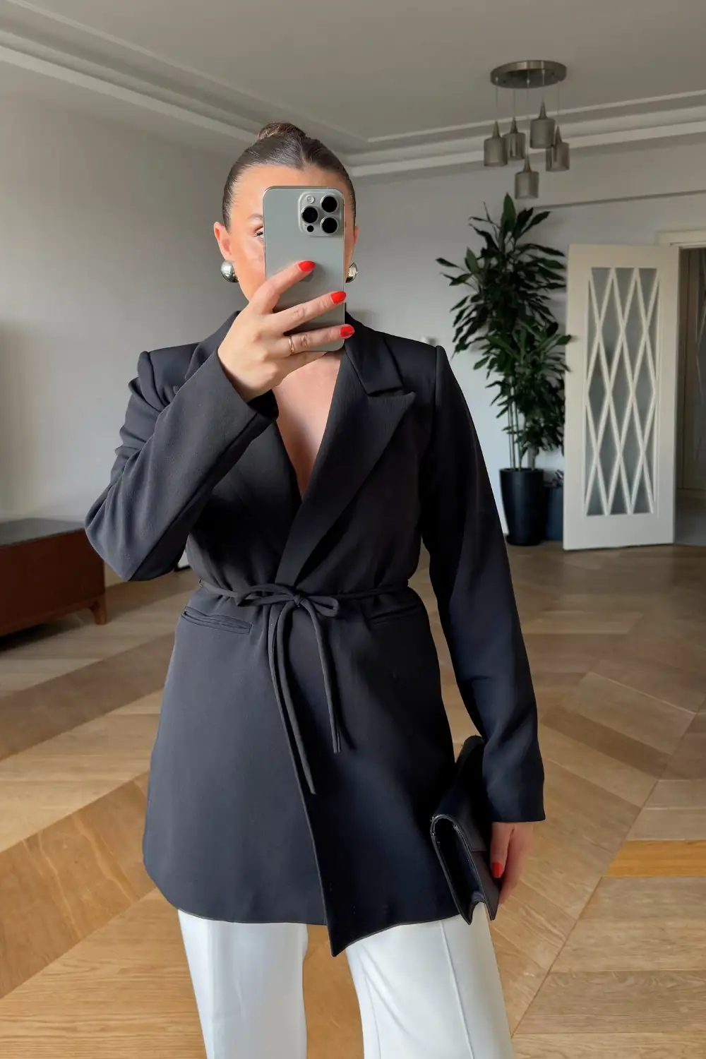 Bağlama Detaylı Blazer Kadın Ceket 4
