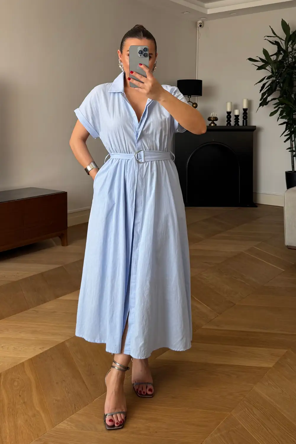 Poplin Midi Gömlek Elbise 1