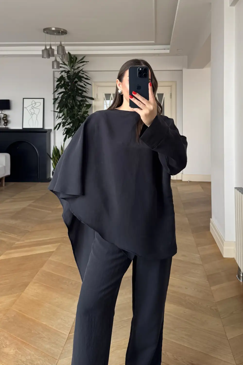 Şal Detaylı Bluz Pantolon Takım 3
