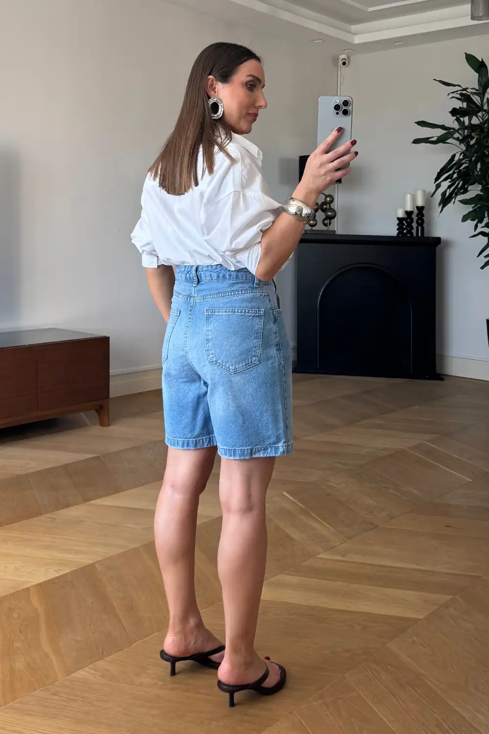 Denim Bermuda Kadın Şort - Açık Mavi
