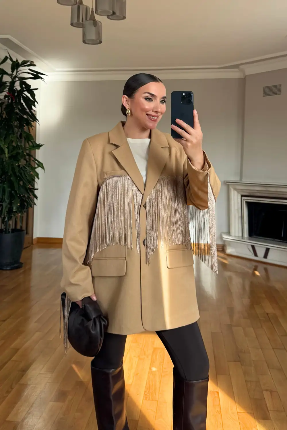 Püsküllü Blazer Kadın Ceket - Camel