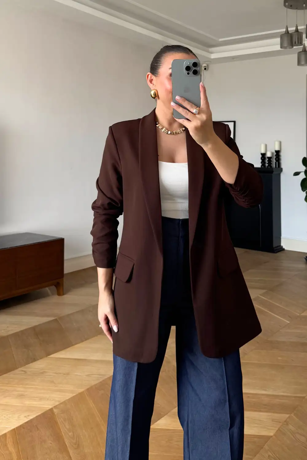 Kolları Büzgülü Blazer Kadın Ceket 7