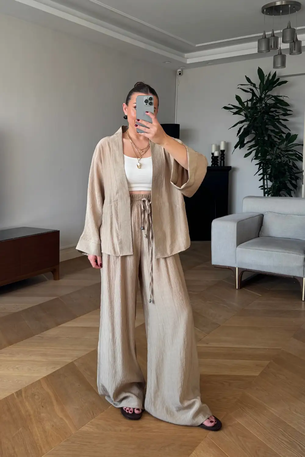 Bağlama Detaylı Kimono Pantolon Kadın Takım 1