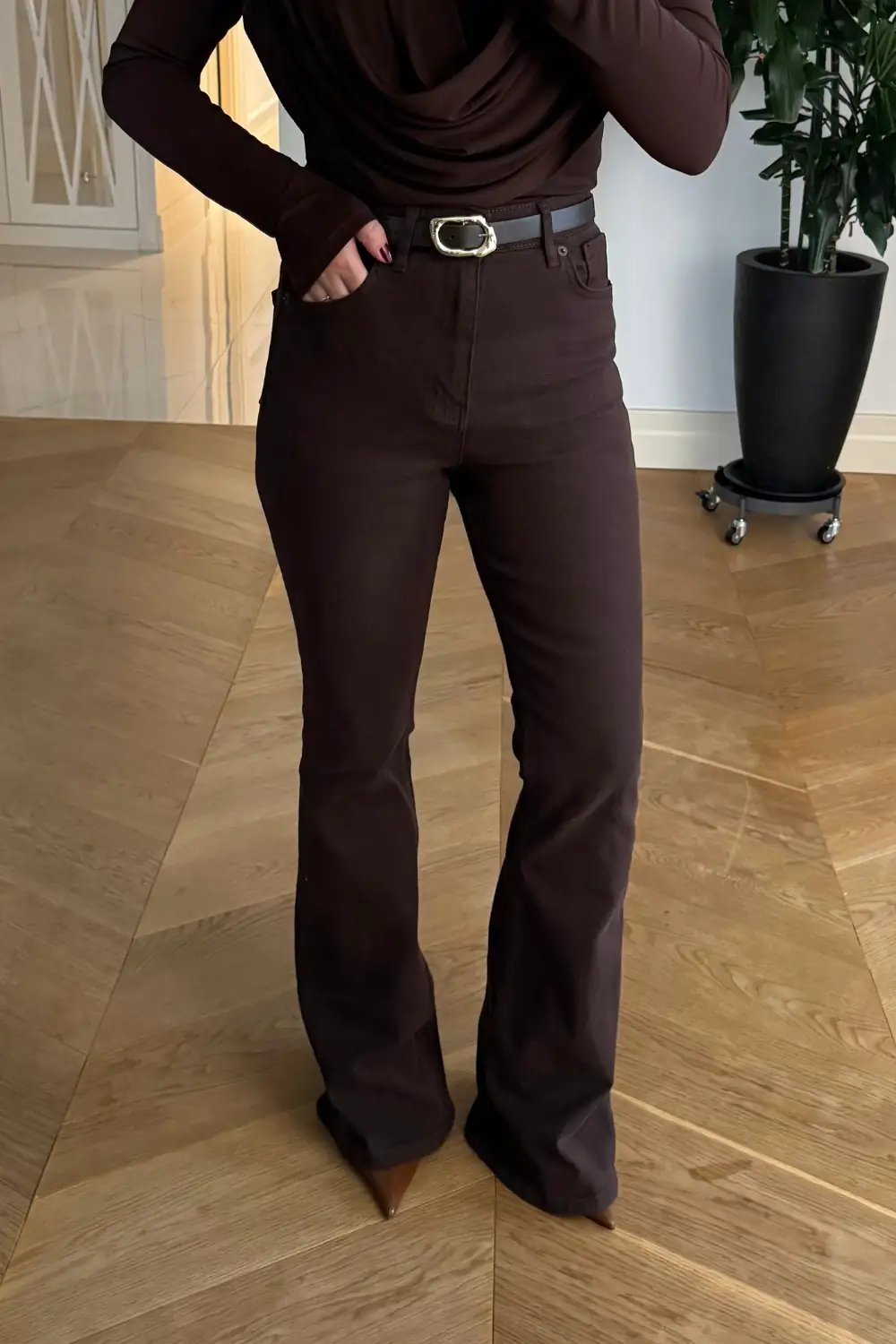 Yüksek Bel İspanyol Paça Denim Kadın Pantolon 6