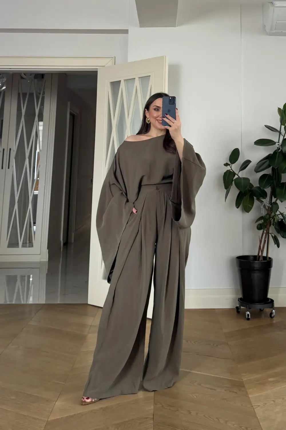 Pelerin Bluz Pantolon Kadın Takım - HAKİ