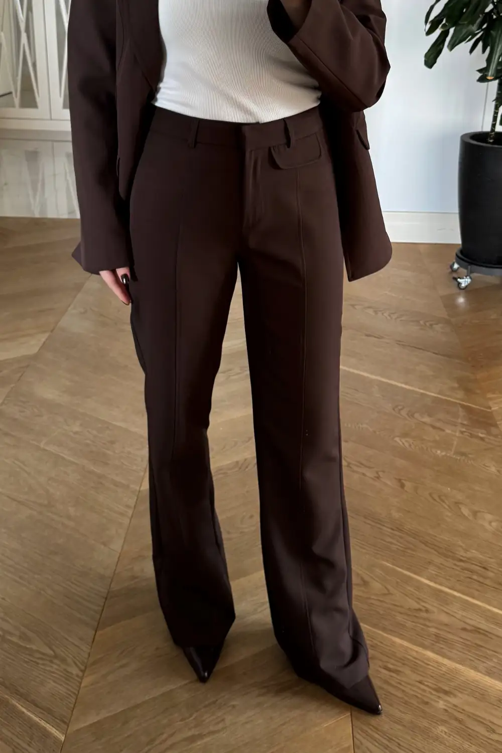 Kemerli Blazer Ceket Pantolon Kadın Takım 9