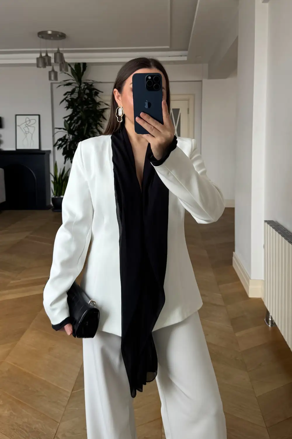 Fular Bağlamalı Blazer Pantolon Takım 2