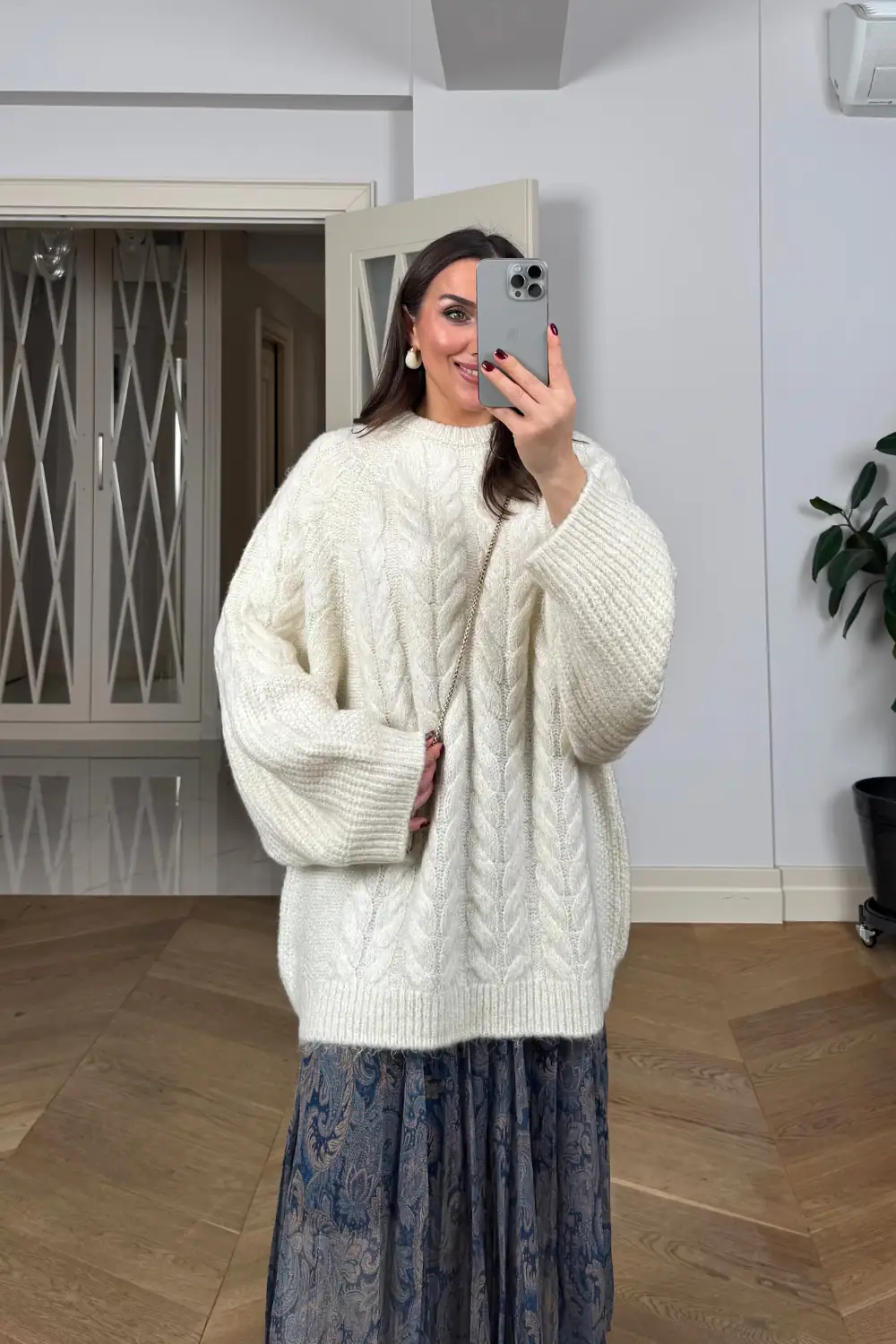 Oversize Simli Triko Kadın Kazak 3