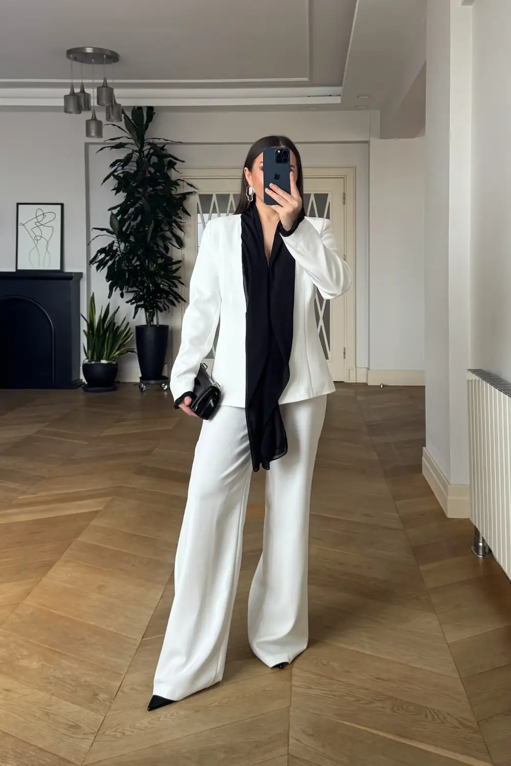 Fular Bağlamalı Blazer Pantolon Takım 3