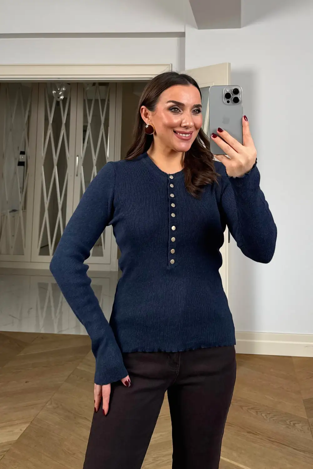 Çıtçıtlı Fitilli Triko Kazak 4