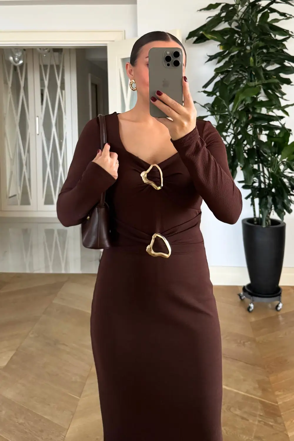 Kalp Yaka Uzun Kollu Elbise 9