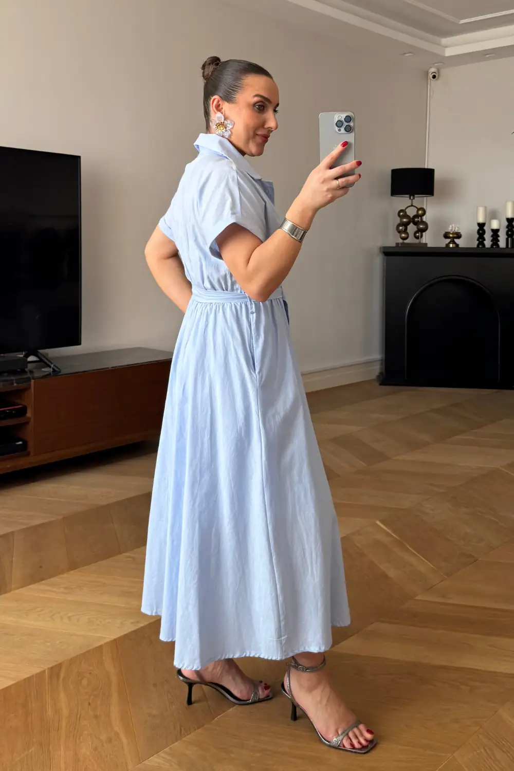Poplin Midi Gömlek Elbise 6